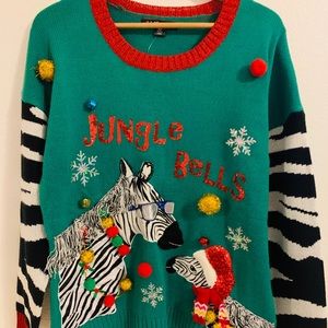Zebra Holiday Sweater XL